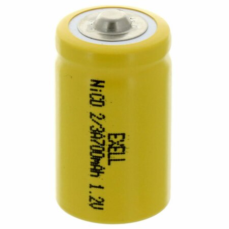 EXELL BATTERY 2/3A Size 1.2V 700mAh NiCD Button Top Rechargeable Battery EBC-302